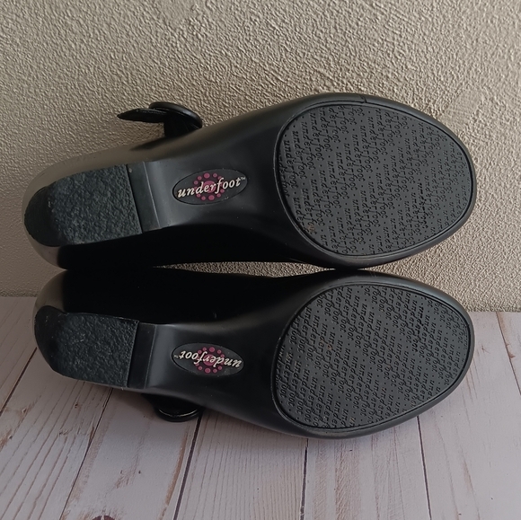 Underfoot| Black Leather Mary Jane Wedge Heel Sz 9 Comfort Minimal Professional main image 4